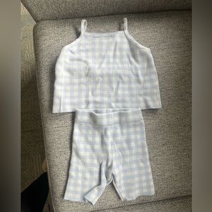 Zara girls blue and white checkered set 18-24 months